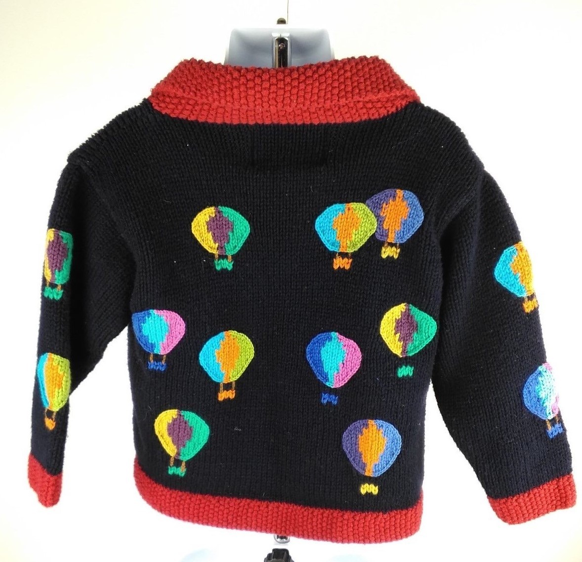 COTTON SALSA Boys/Girls Sz 4 Knit Cardigan Handmade in Peru Balloons Blue Red