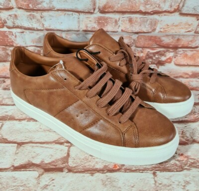 BNWT Mens Sz 7 Anko Tan Vinyl Lace Up Casual Shoes