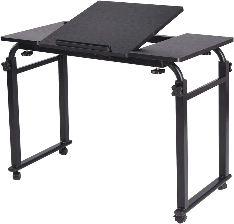 Overbed Table with Wheels Laptop Desk Cart Table over the Bed Table Adjustable H
