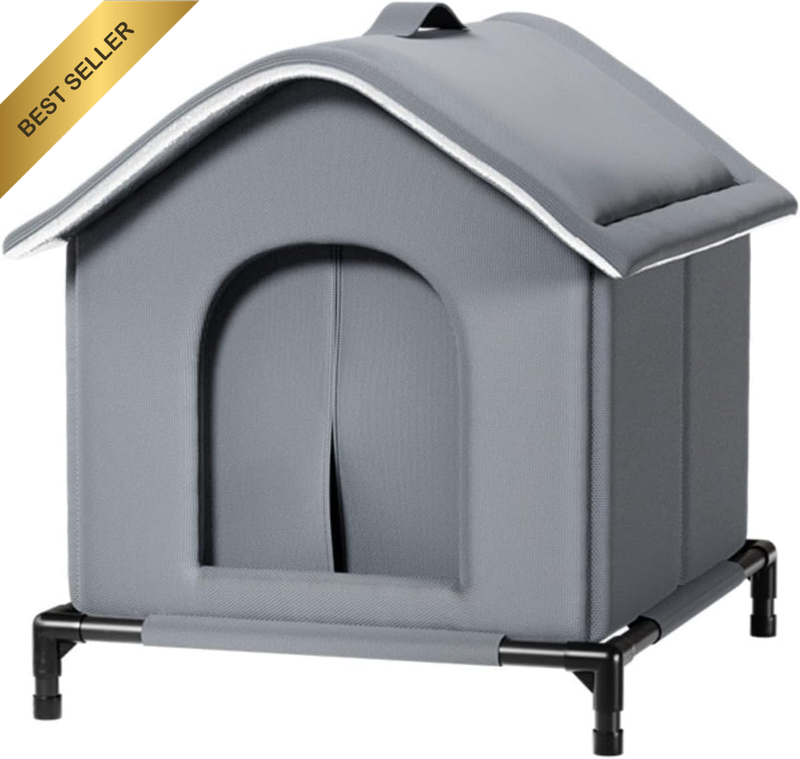 Large Insulated Outdoor Cat House with Elevated Feet, Waterproof Weatherproof Sh
