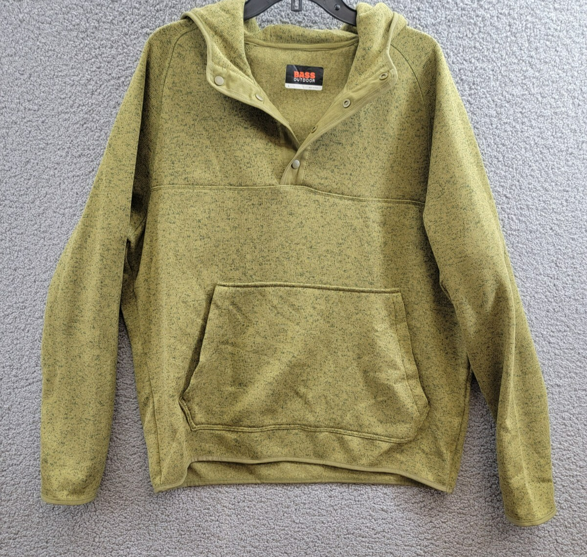 BASS OUTDOOR Regular-Fit Mixed-Media 1/4-Snap Hoodie Men's L Fir Green Heather - Picture 2 of 17