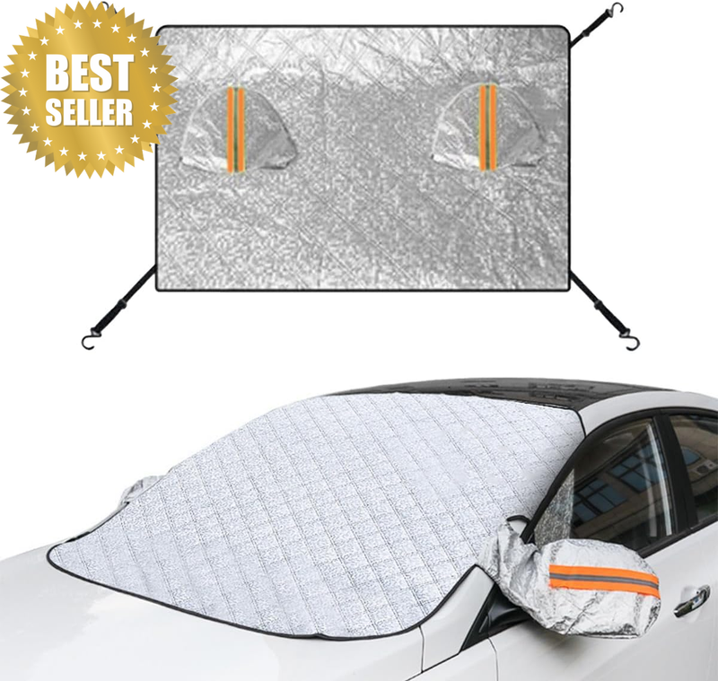 Car Windshield Snow Cover 90.6X57.1 Inch PEVA Thickened Frost Sunshade Anti-Free