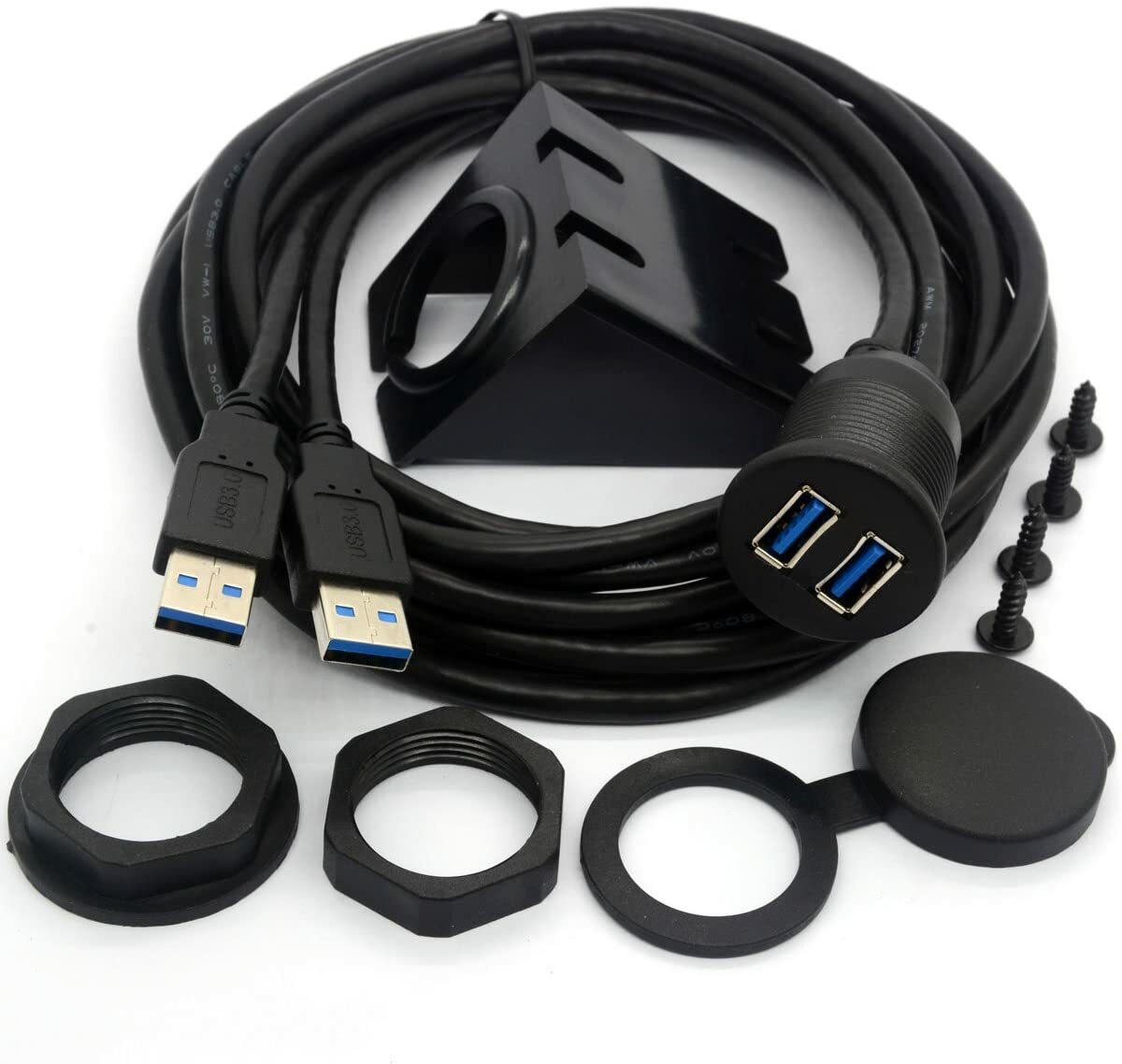 Dual USB 3.0 Extension Dash Flush Mount Dashboard Panel For Car Boat