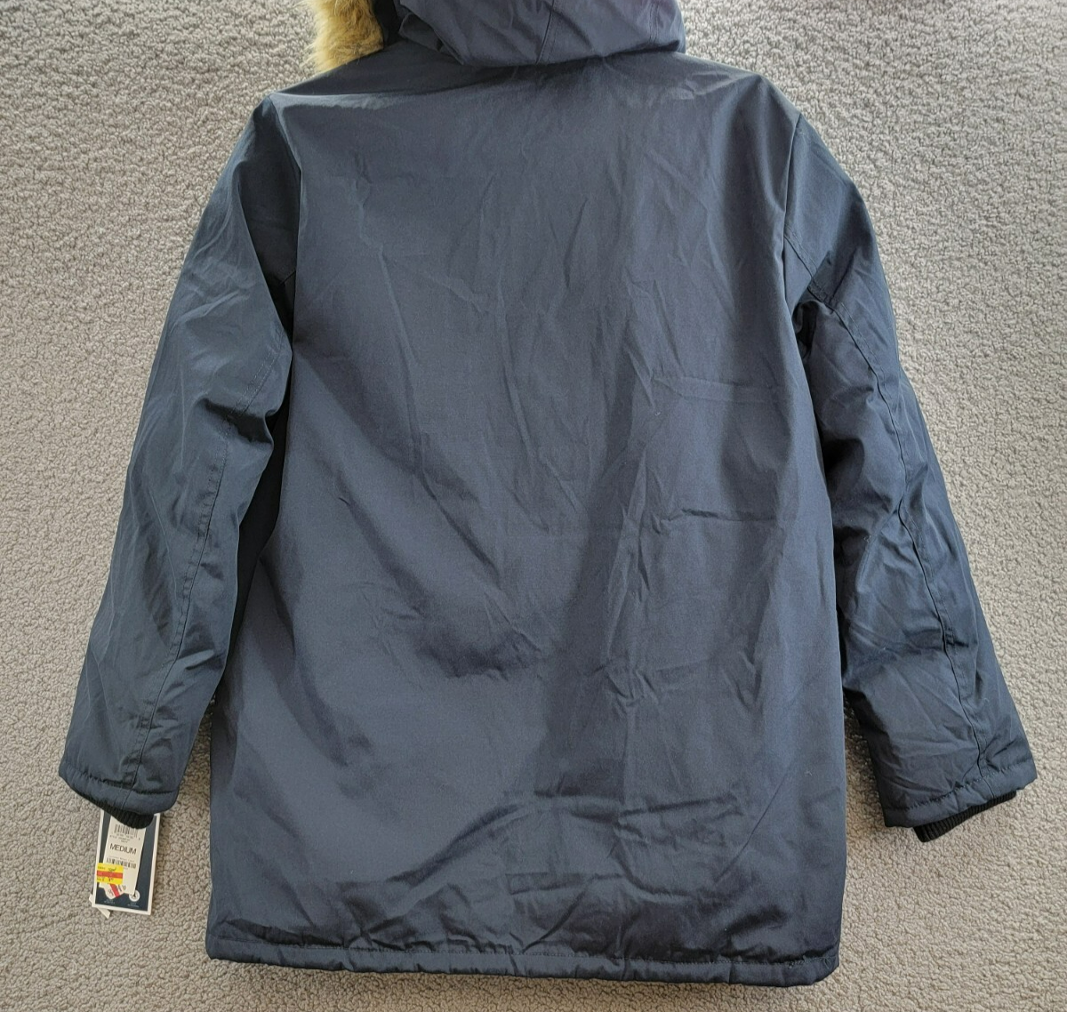 Club Room Parka Faux Fur-Hood Jacket Men's M Navy Pockets Long Sleeve Snap Zip - Picture 13 of 17