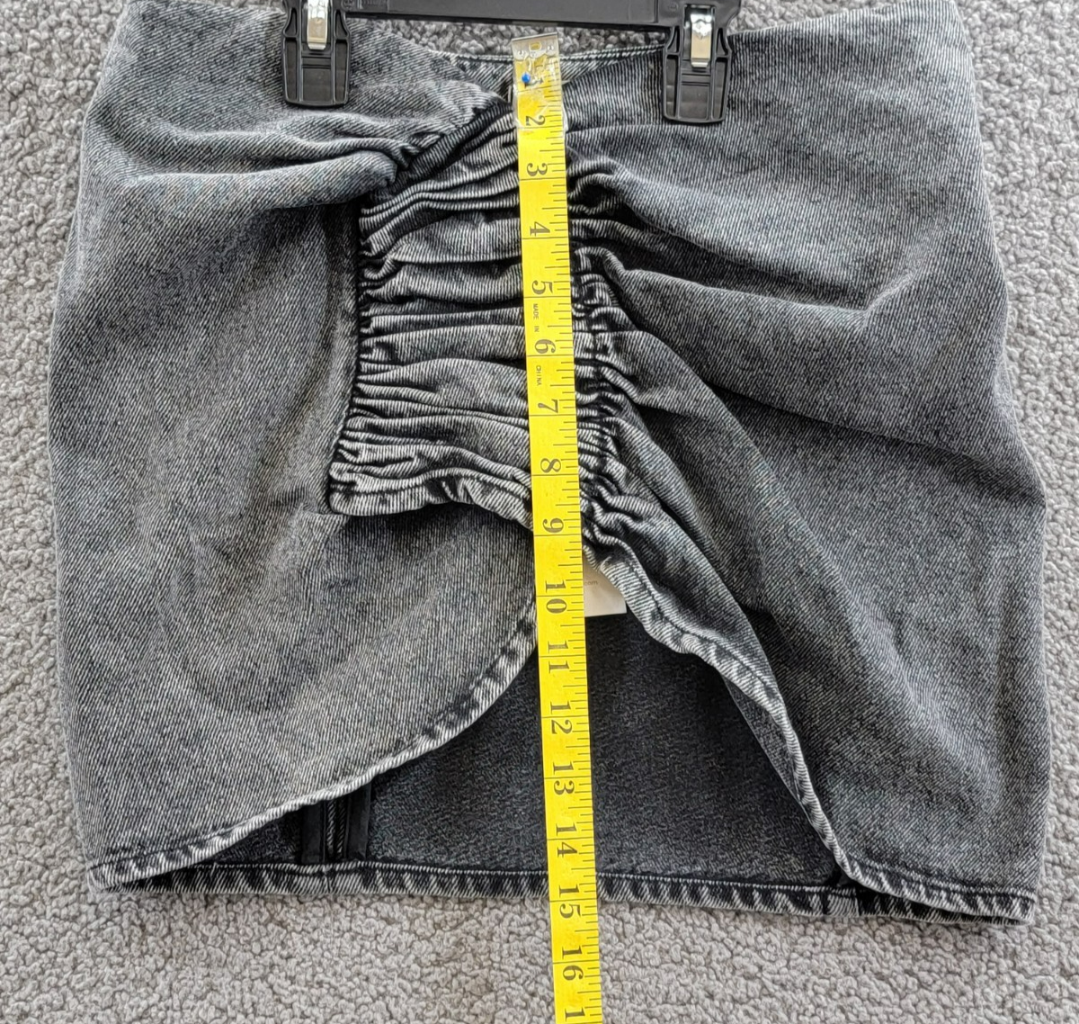 The Mannei Wishaw Ruched Denim Skirt Women's 36 Gray Heather Back Zip Closure - Picture 6 of 14