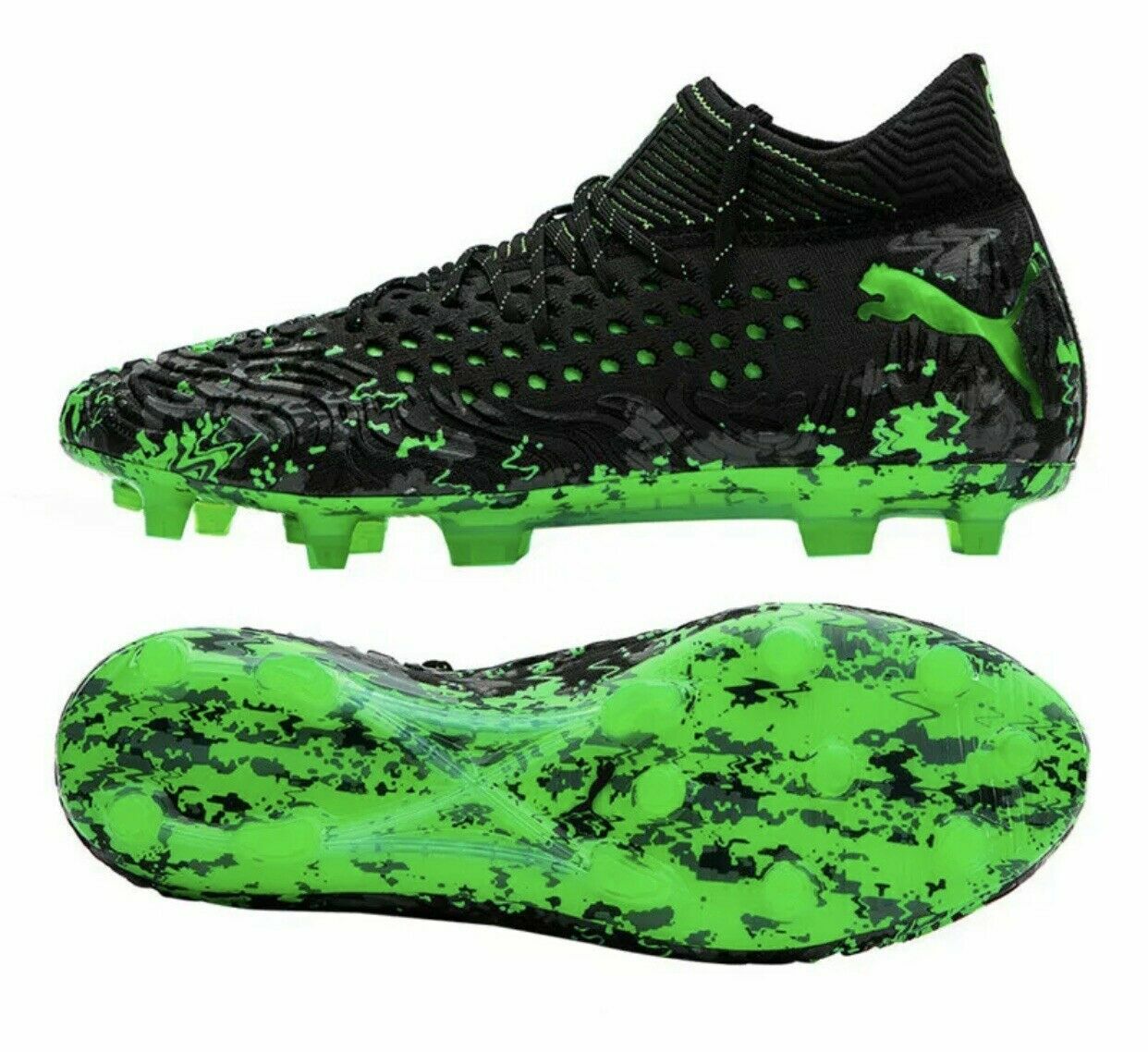 PUMA Future 19.1 Netfit Fg/Ag Calcio Black-Gray-Green 105531-04 Taglia US | eBay