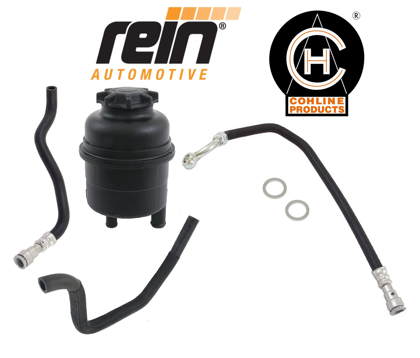 Power Steering Reservoir Tank w/ Pressure & Return Hoses OEM BMW E46