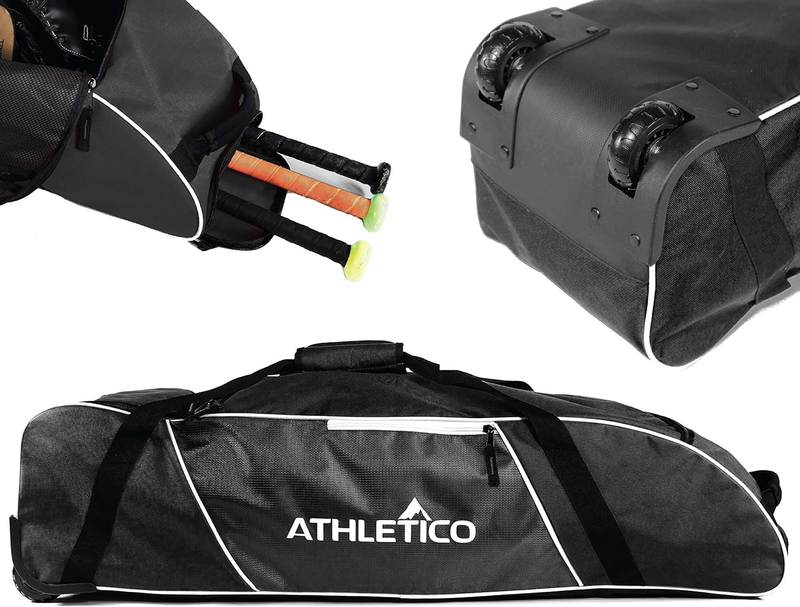 Rolling Baseball Bat Bag for tball, Softball Equip for Youth