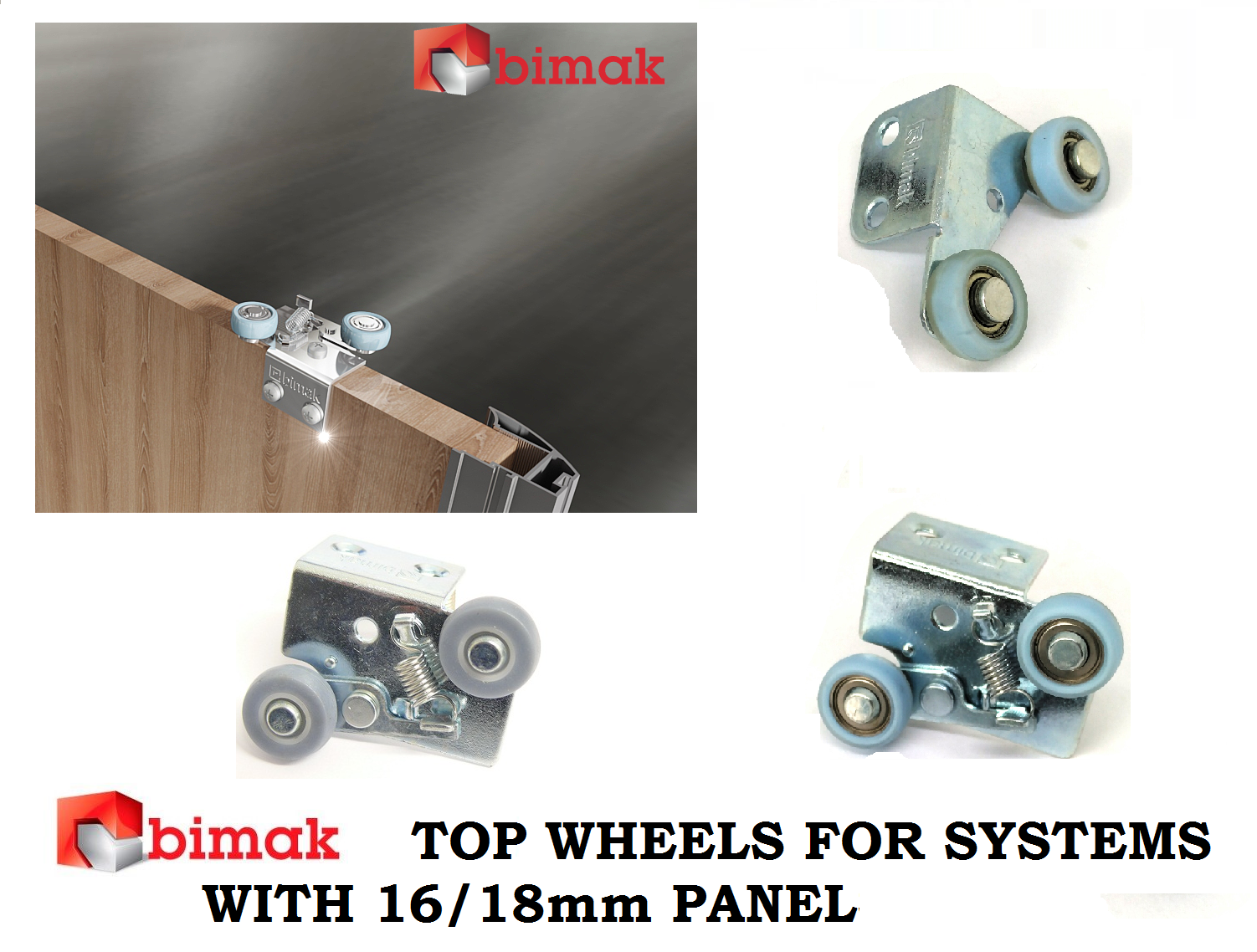 Bimak Sliding System Wardrobe Door Gear Top Wheel For 16 18mm