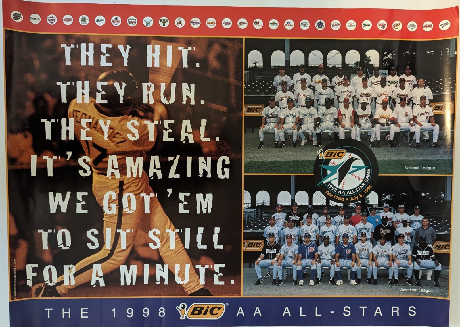 VINTAGE SPORTS POSTER ~ 1998 AA All Star Game Yale Field