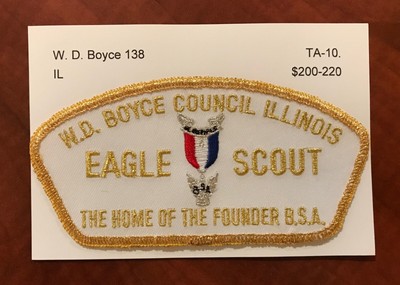 Boy Scout Patch, CSP, WD Boyce, Eagle Scout, Gold Metallic Bdr, 1997, TA-10, New
