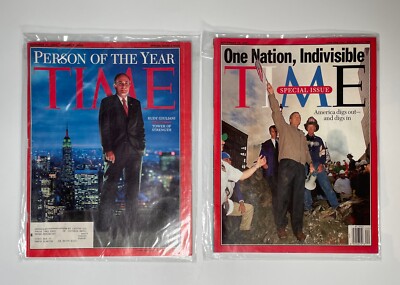 VTG 2001 s TIME Magazine Special Double Issues Rudy Giuliani & George Bush Mint!