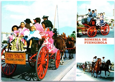 VINTAGE POSTCARD CONTINENTAL SIZE "TYPICAL PILGRIMAGE" FUENGIROLA SPAIN