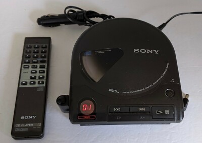 SONY D-160 Portable CD Player W/ Adapters /Remote & Remote Sensor/ Mount Plate 