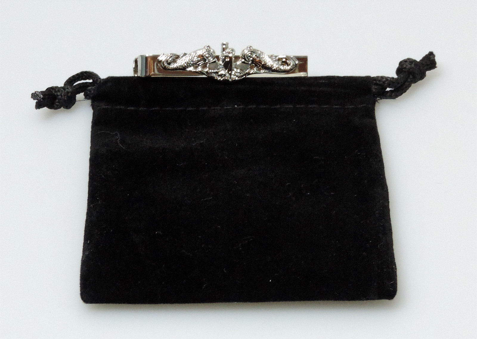 US Navy Submarine Insignia Tie Clip Bar Silver Enlisted Dolphins