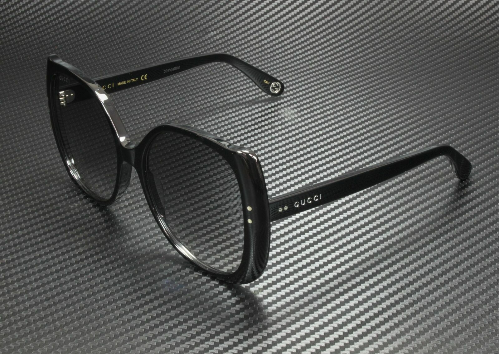 Pre-owned Gucci Gg0472s 001 Rectangular Square Black Grey Women's Sunglasses 56 Mm In Gray