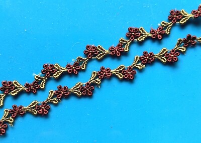 1/2 inch wide embroidered wine/olive color price per yard select color