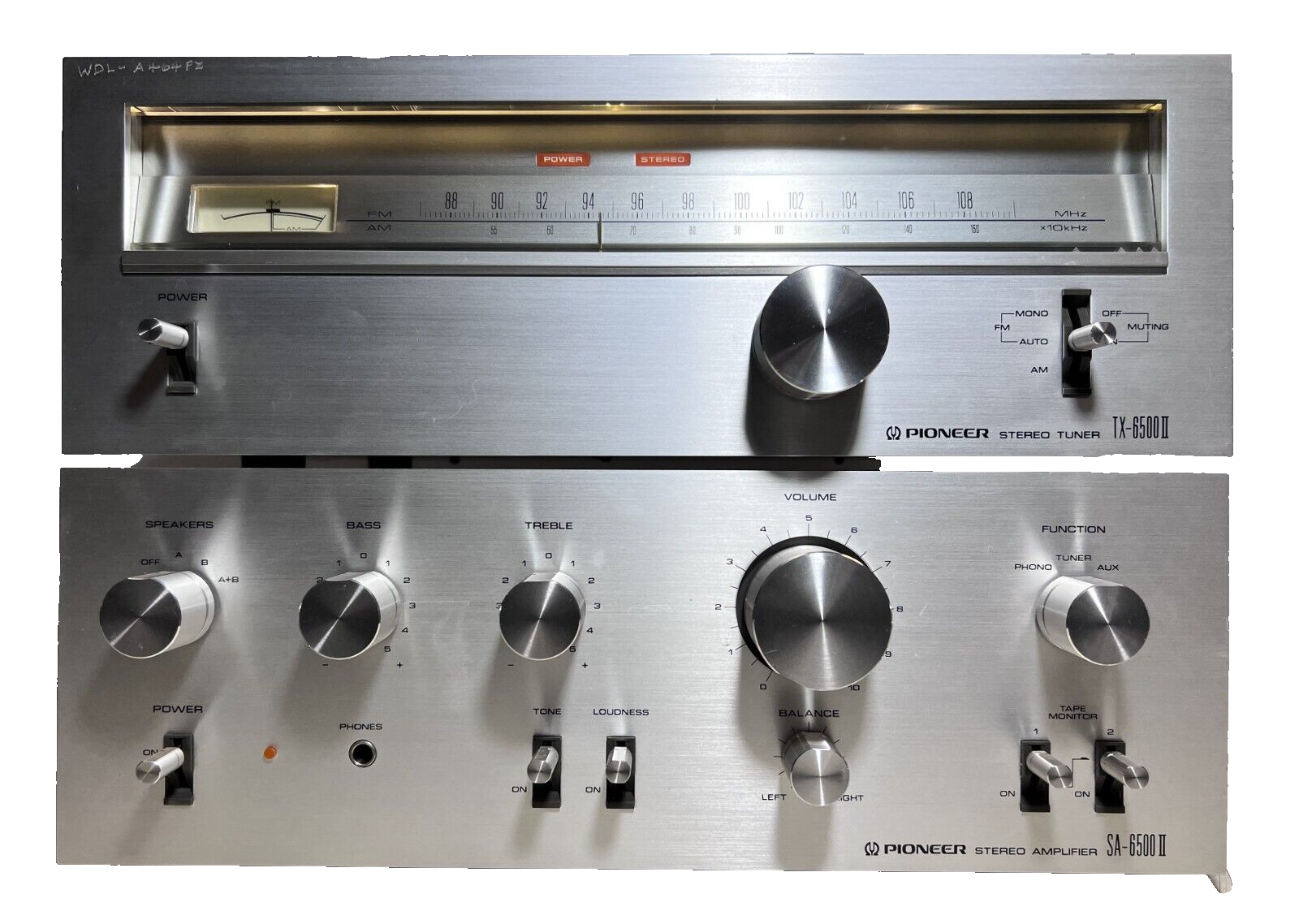 Vintage Pioneer SA-6500 II TX-6500II, 25W AM/FM Stereo Combo Vintage Pioneer SA-6500 II TX-6500II, 25W AM/FM Stereo Combo
