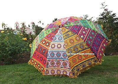 Garden Parasol Handmade Embroidered Indian Outdoor Sun Shade Patio Umbrella 72"