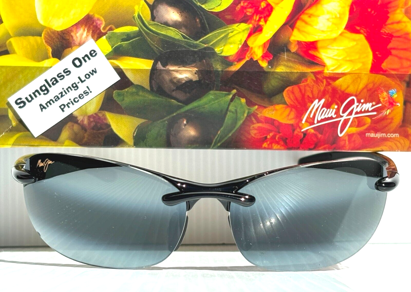 Pre-owned Maui Jim Hot Sands Gloss Black Polarized Neutral Grey Lens Sunglass 426-02 In Gray
