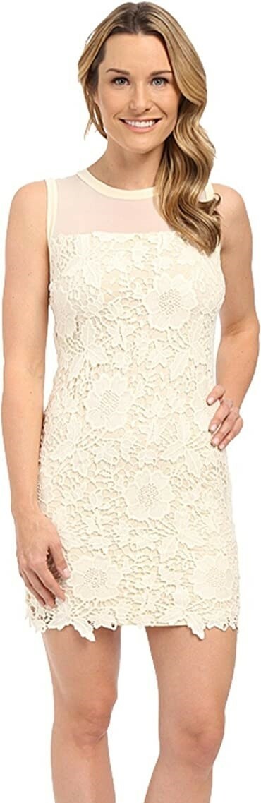 KUT from the Kloth 237996 Womens Illusion Lace Sheath Dress Ivory/Nude Size 8