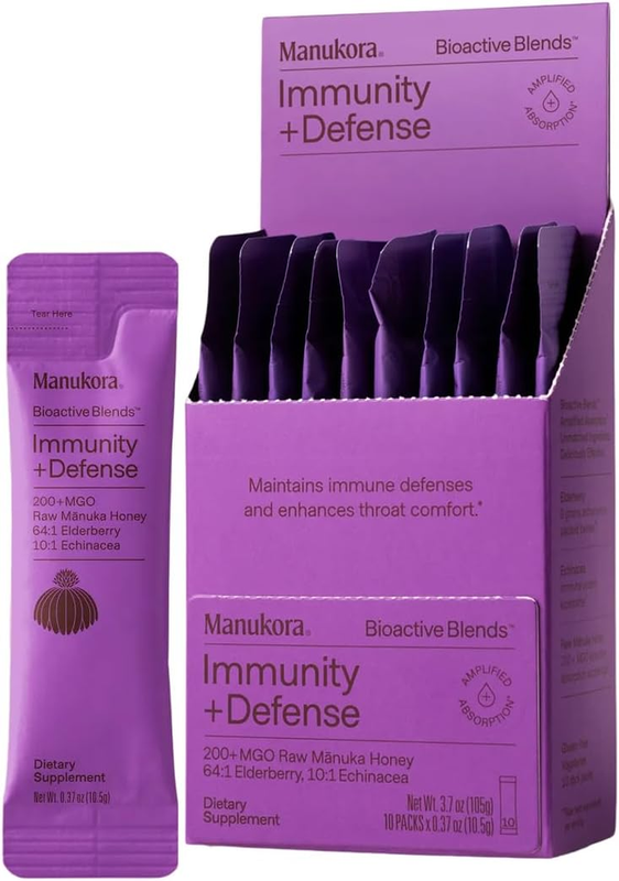 Manukora Immunity Blend Supplement, Elderberry & Echinacea 10 Packets EXP:10/27
