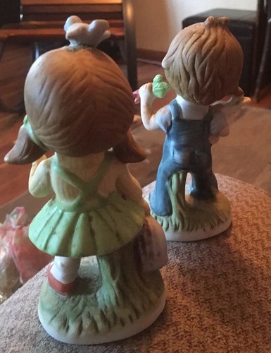 set of 2 HOMCO boy & girl farm porcelain figurines