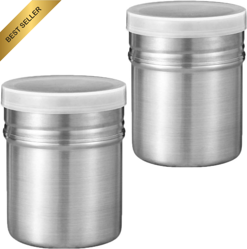 2 Stainless Steel Powder Shakers Duster Flour Sifter with Lid,Duster Spice Shake