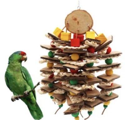 Bird Toys, Parrot Toys for Small, Medium And Large Birds, All Natural Wood Toys