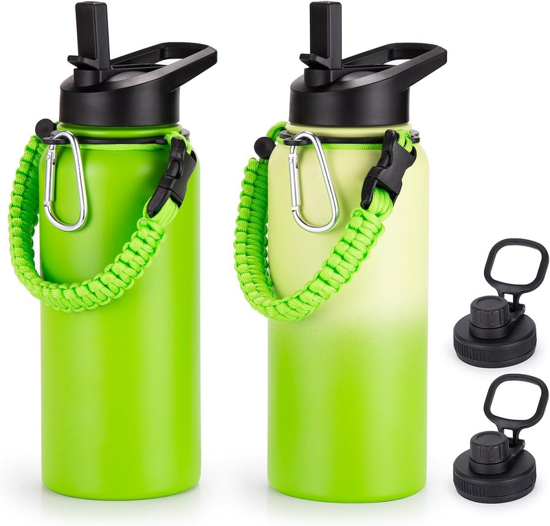 32Oz Water Bottles Bulk with Straw & Spout Lid & Paracord Ha