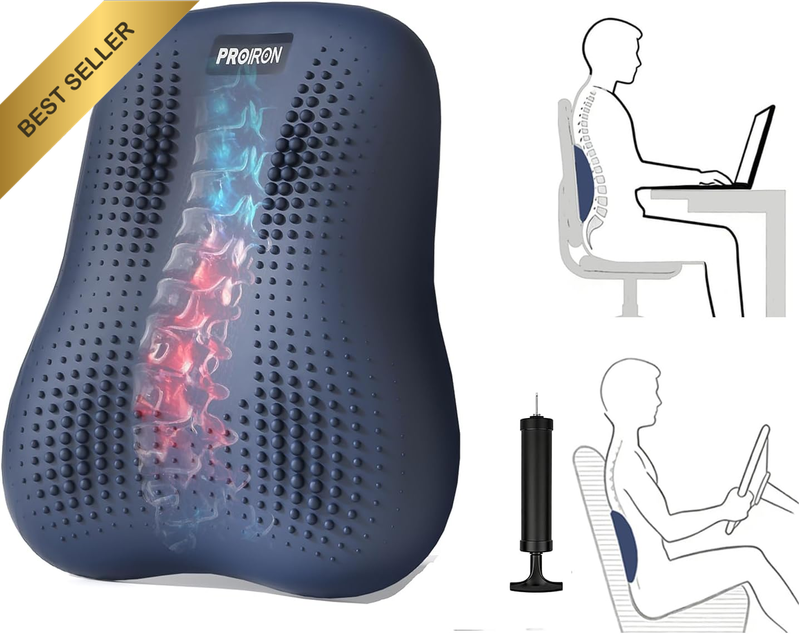 Lumbar Support Pillow, Inflatable Back Cushions Airbag Design with 3D Floating P