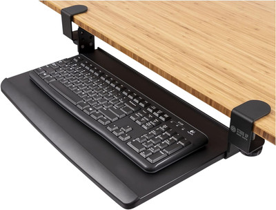Compact Clamp-On Retractable Adjustable Height under Desk Keyboard Tray | for De
