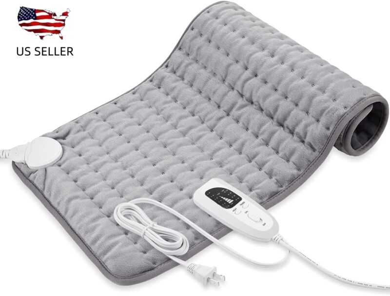 Electric Heating Pad For Back Pain & Cramps Relief 12"x24"6 Level Auto Shut Off