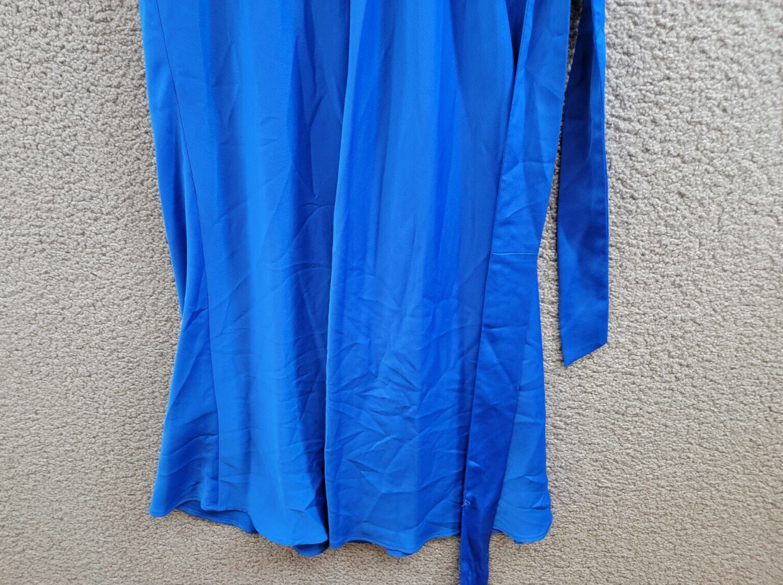 DKNY Cowlneck Dolman-Sleeve Belted Midi Dress Womens 6 Sapphire Side Zip Closure - Picture 12 of 16