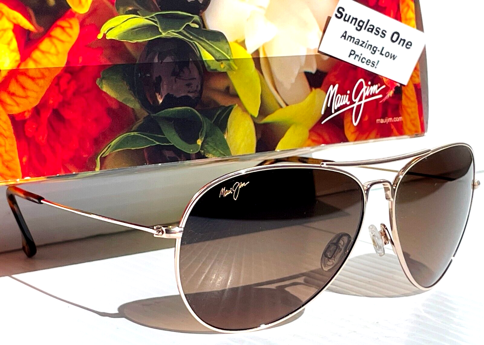 Pre-owned Maui Jim Mavericks Gold Polarized Hcl Bronze Lens Sunglass Hs264-16