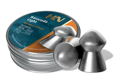 H&N Baracuda Light 400 Count DOMED 4.5mm .177 Caliber Pellets MADE IN GERMANY