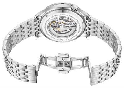 Pre-owned Rotary Skeleton Automatic (42mm) Black Dial / Stainless Steel Bracelet