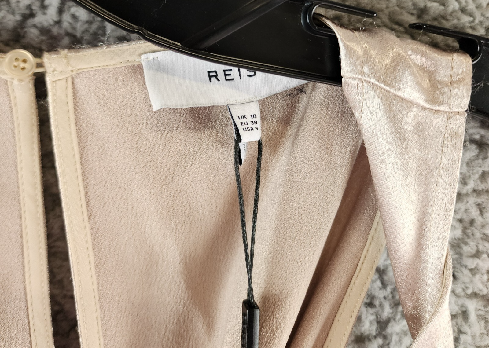 REISS Lottie Metallic Maxi Dress Women's 6 Silver Scoop Neck Back Button Closure - Picture 5 of 15