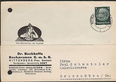 WITTENBERG, Postkarte 1940, Dr. Backhoffs Backaromen GmbH