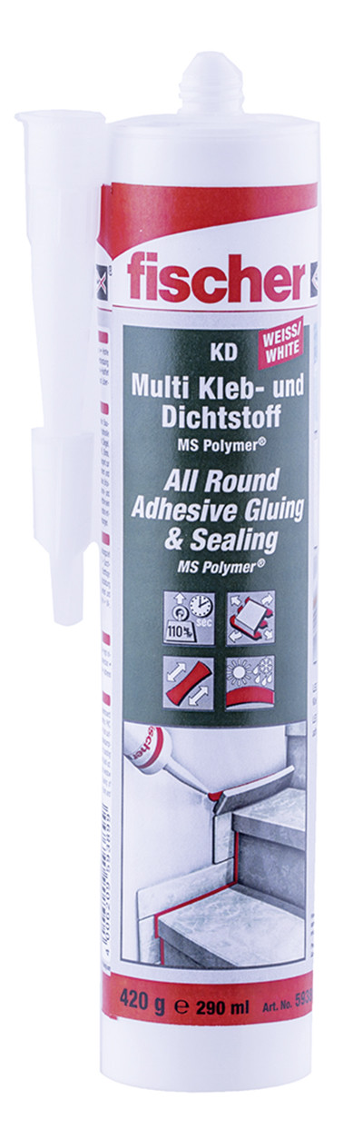 (69,66 €/1 L) 290 ml Fischer Multi Kleb-und Dichtstoff KD weiß Montageklebstoffe
