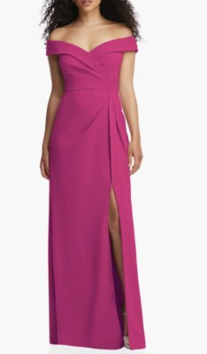 After Six Off The Shoulder Evening Gown Think Pink Size 8 NWT 