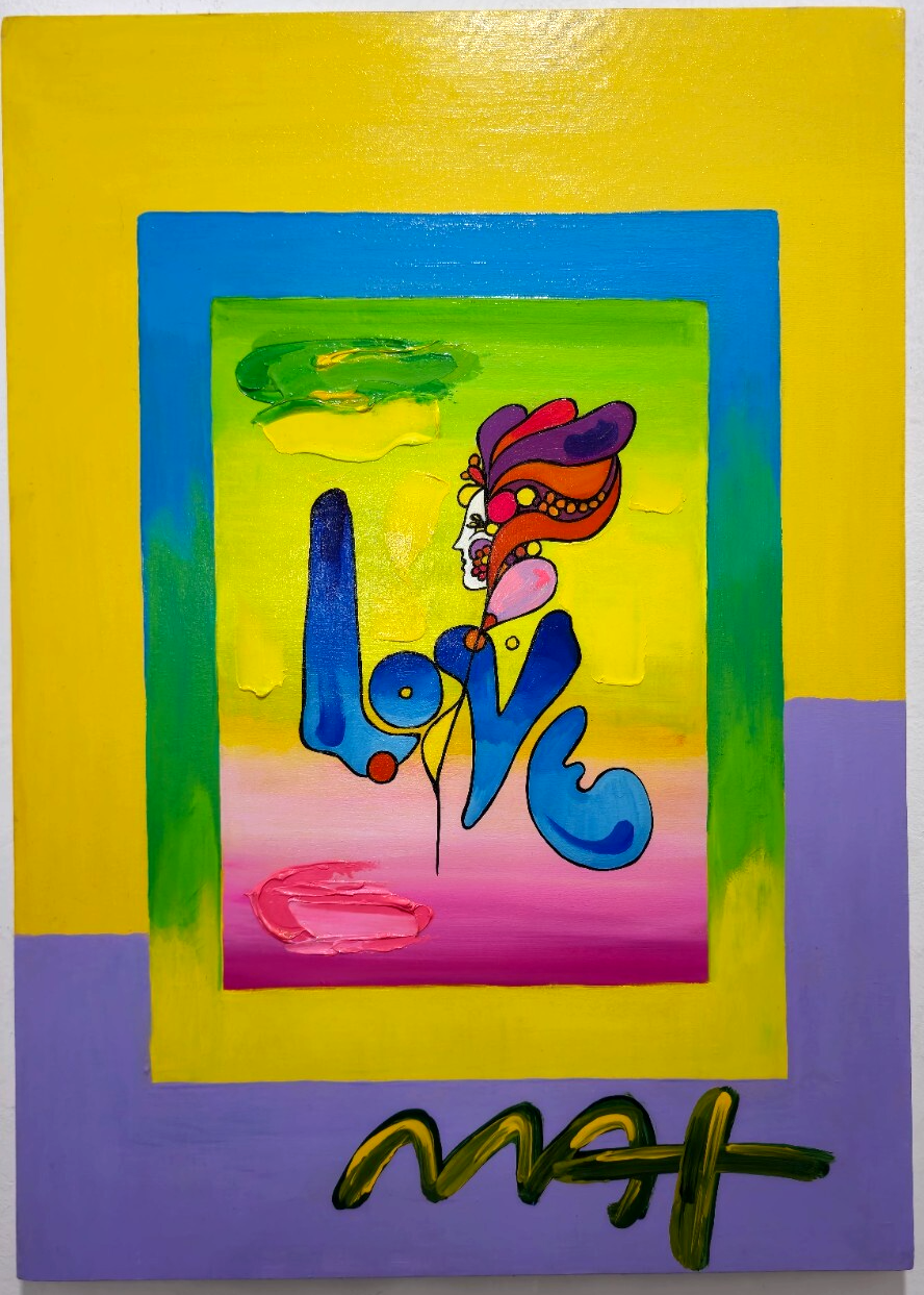 PETER MAX 28x20in Painting on canvas (Love 2006) signed
