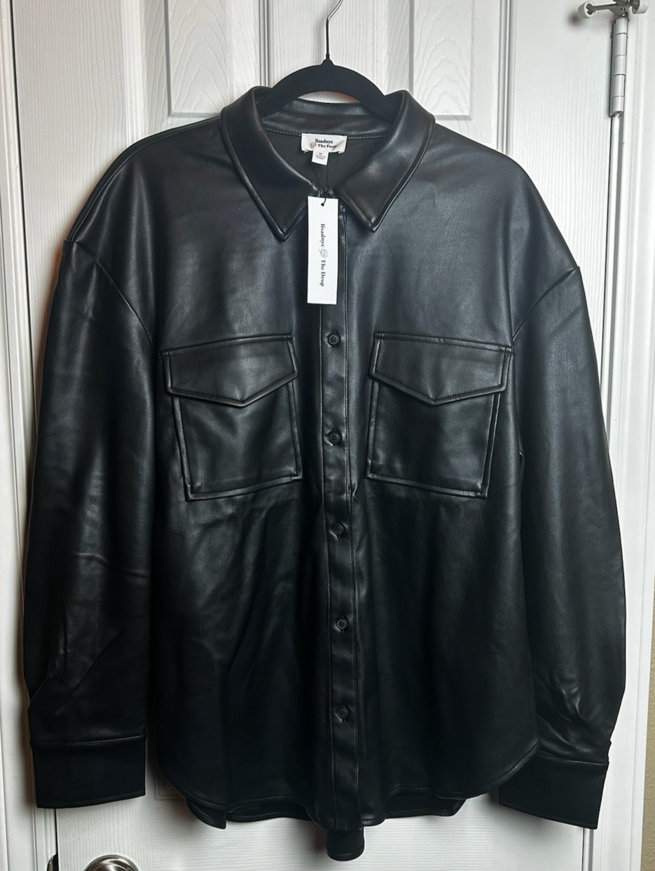 【CULLNI 24ss】Faux Leather Shirt Jacket Faux leather shirt with belt | Gaudì