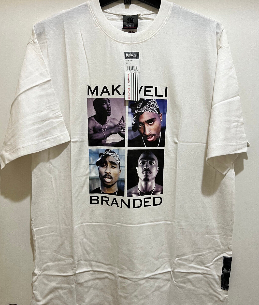 Makaveli 2Pac Tシャツ グレー 新品タグ付き Makaveli Branded Tupac 2pac T Shirt Rap Tee Men's 2XL NOS