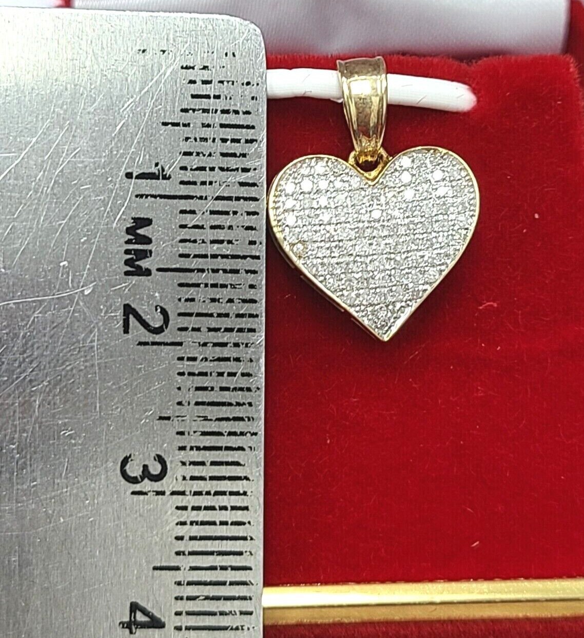 Pre-owned Handmade Deal 0.25ct Genuine Natural Round Diamond Heart Pendant Charm 10k Gold 20mm In I