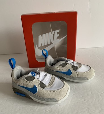 Nike Max 90 Crib NEW CI0424-110 White/Photo Blue/Grey Fog Baby Shoes Size 3C
