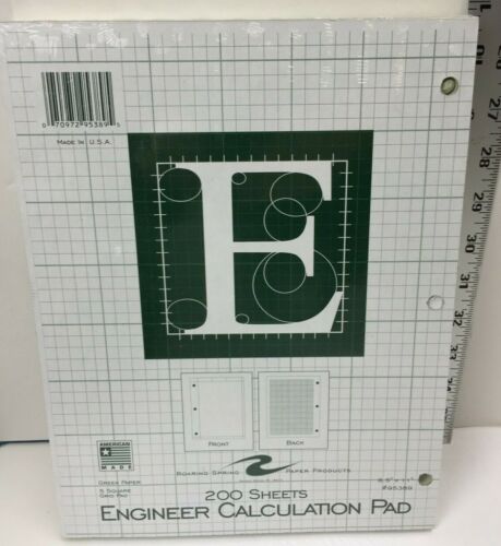 Engineer Calculation Grid Graph Pad 200 Sheet Pack Quadrille Paper 8.5 x 11 New