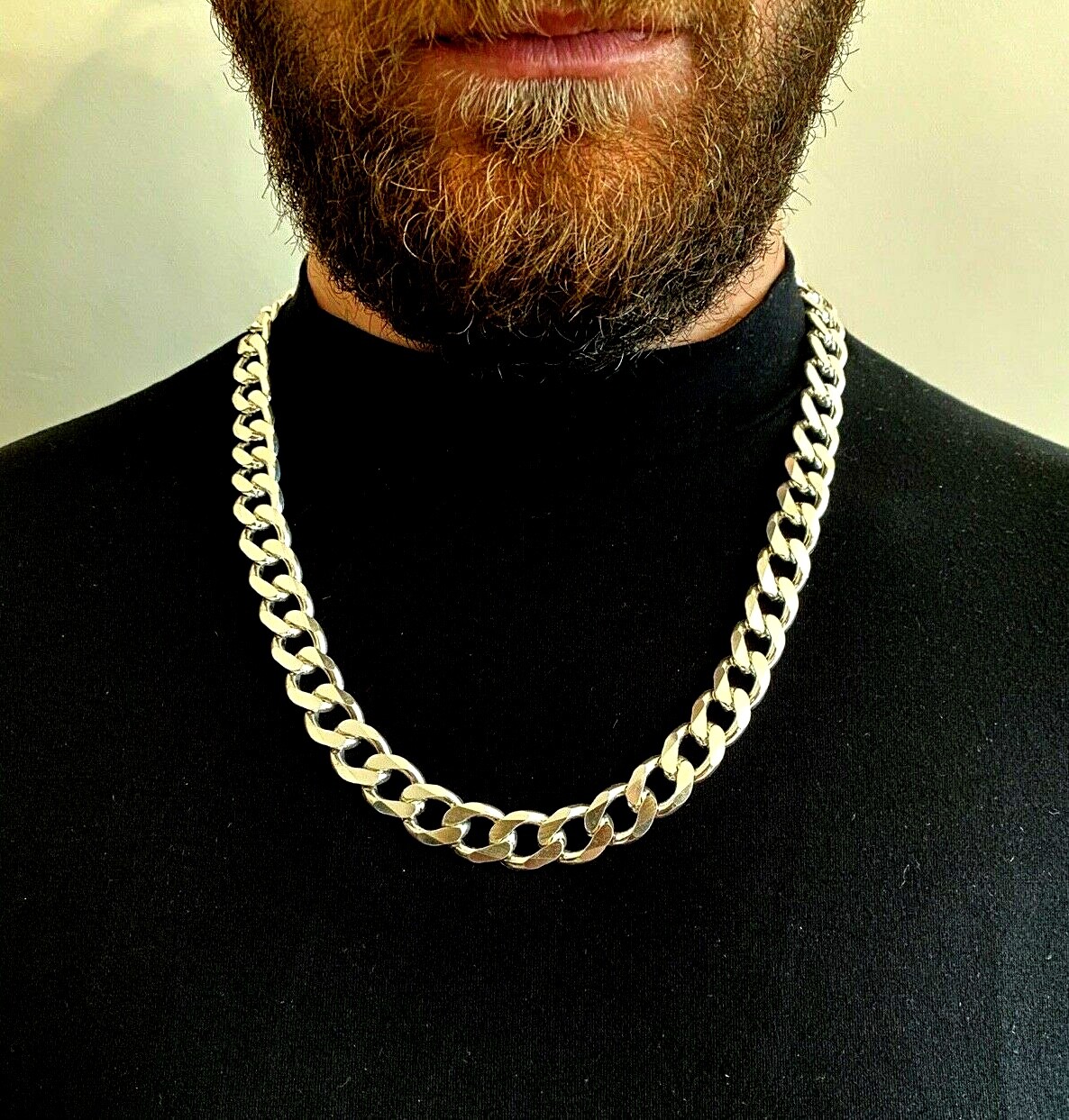 Pre-owned Handmade Mens Cuban Link Chain Necklace 13mm 154gr 26 Inch 925 Sterling Silver