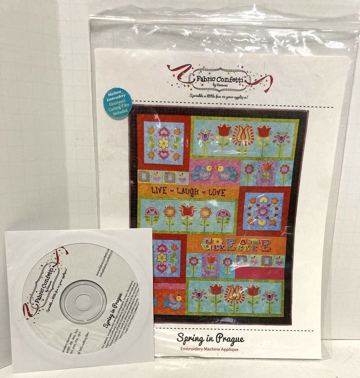 Spring In Prague Fabric Confetti by Vanessa Embroidery Machine Applique