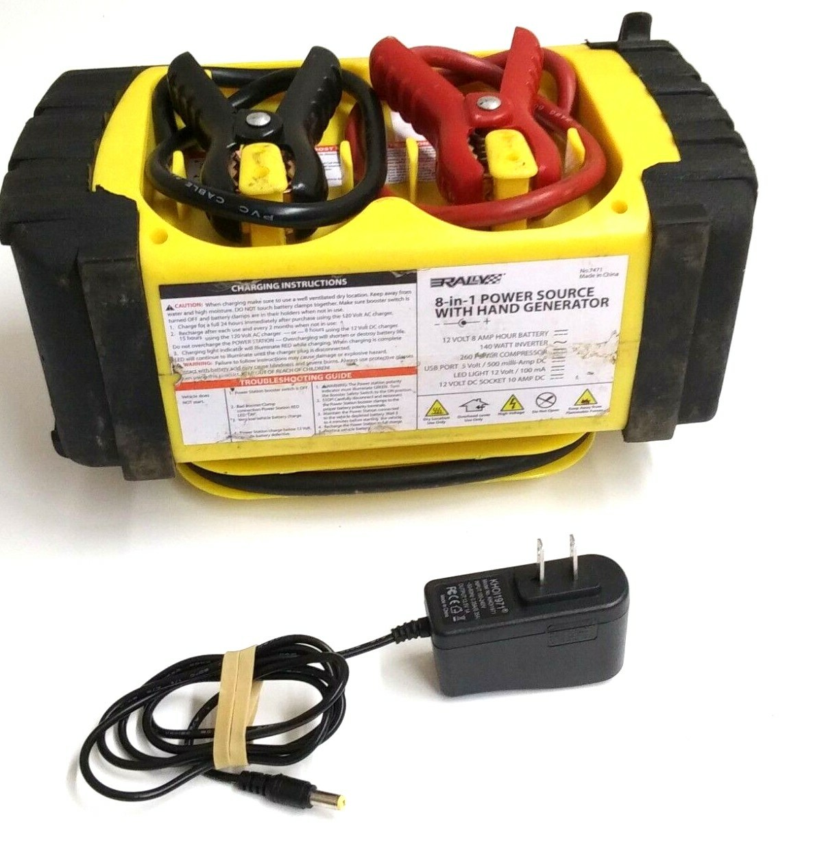 Rally Portable 8 in 1 Power Source & Jumpstarter Unit with Hand Generator #7471